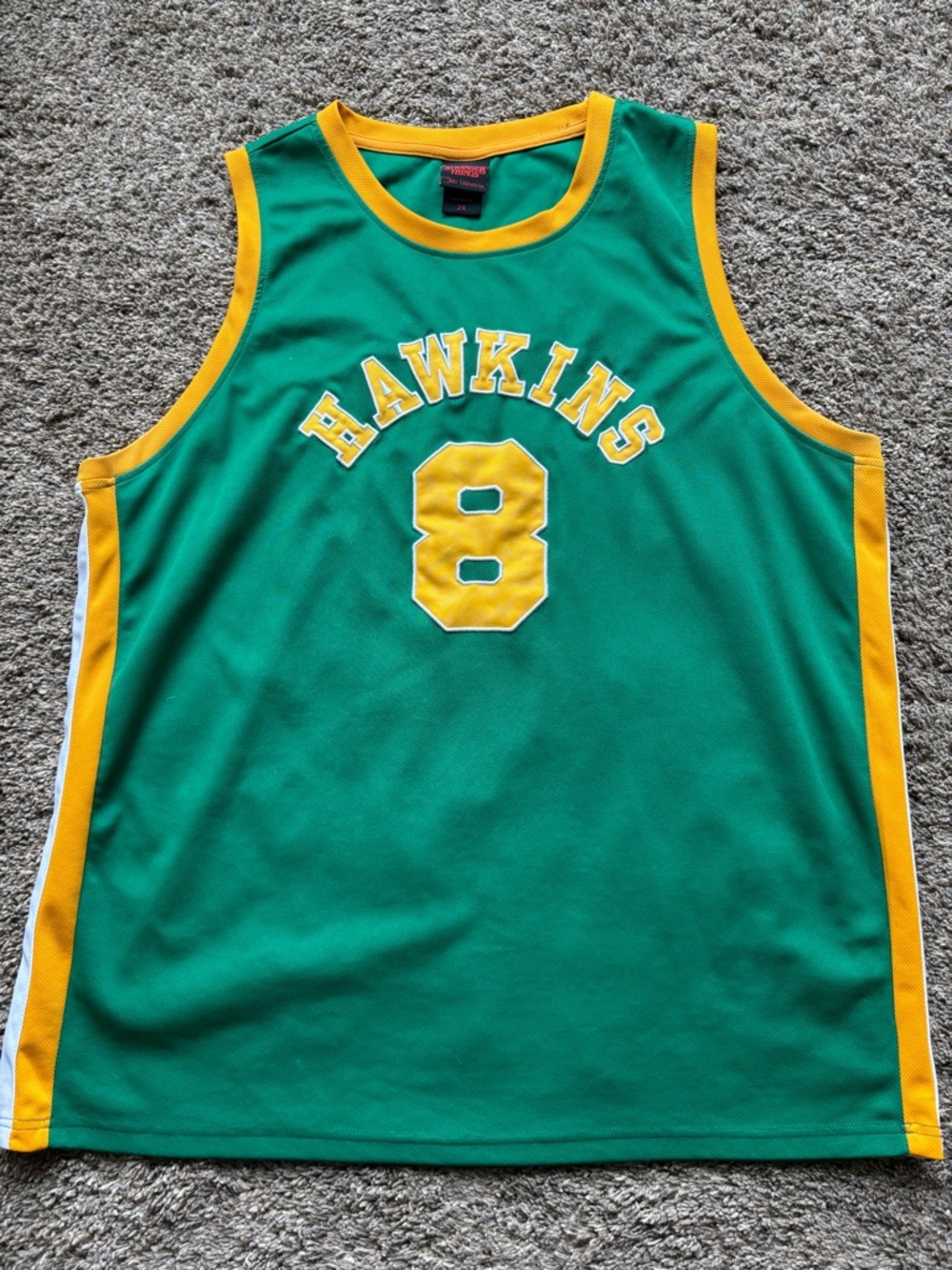 Stranger Things Hawkins #8 Green and Gold Basketball Jersey